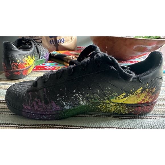 Adidas Superstar Pride BB1687 Paint Splatter Size US Mens 7 LGBTQ RARE - Picture 8 of 11